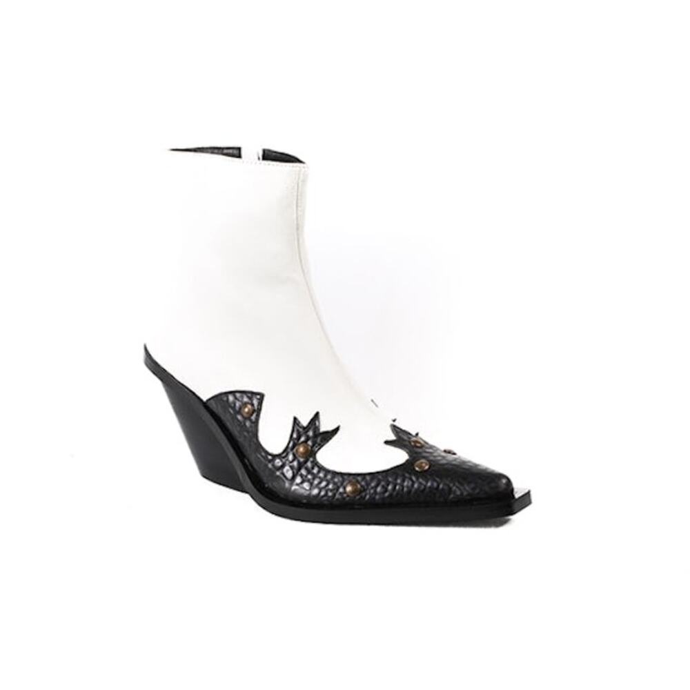 Gia Couture Cabinda Black and White Calf Western Ankle Boot